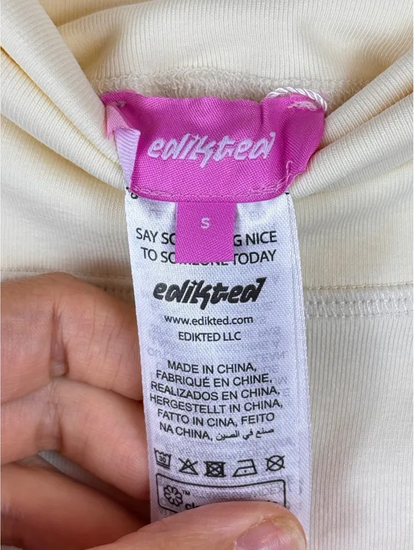 Edikted Foldover Micro Shorts Yellow Cream Cotton Stretch Y2K Size Small NWT - Image 4