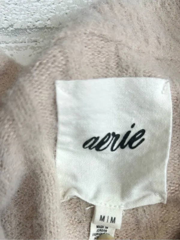 Aerie Women's Ribbed Crewneck Sweater - Beige Size Medium - Image 5
