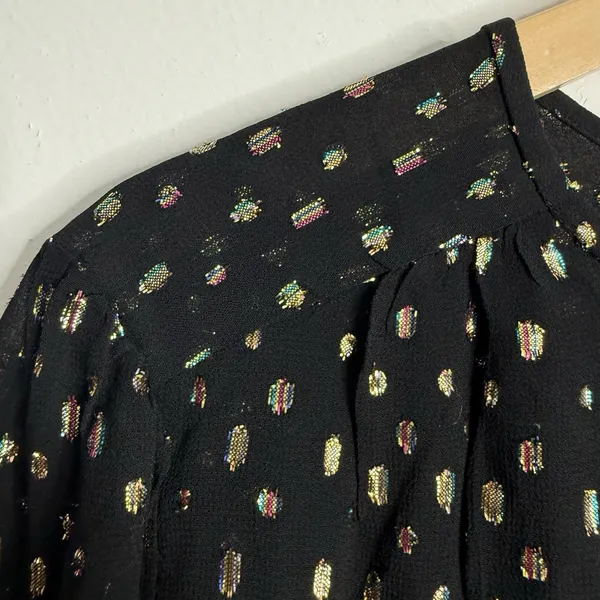 NWT‎ Ann Taylor Metallic Clip Shirred Top Black Medium Minimalist Career Office - Image 8