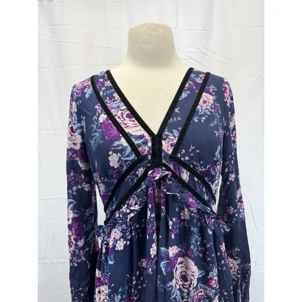 Altar’d State Boho Maxi Dress M Floral Navy Empire Waist Fairy Whimsgoth - Image 3