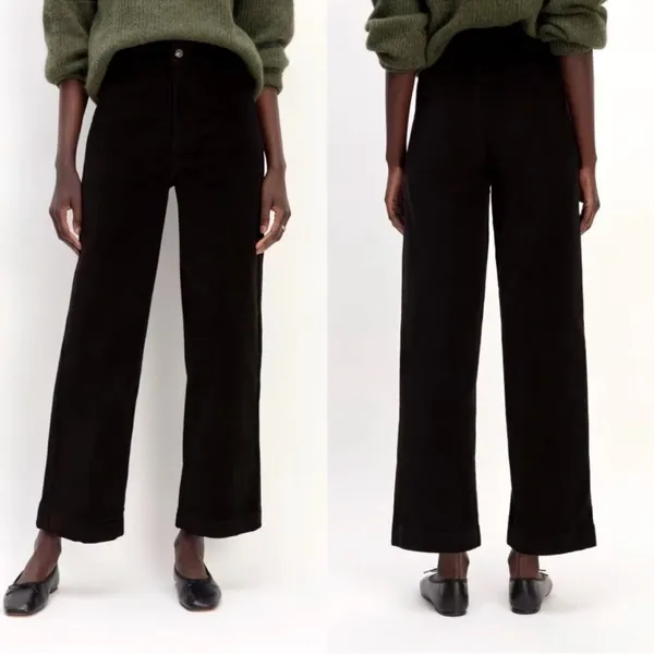 Everlane The Corduroy Wide-Leg Pants High Rise in Black Pockets Size 10 - Image 5