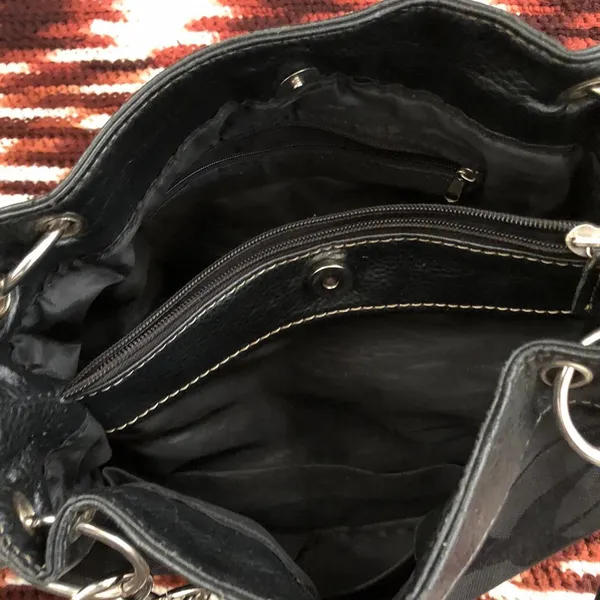 Y2K Gothic Whimsygoth Grunge Black monogram “C” shoulder hand bag purse silver o-ring chain straps studded - Image 4