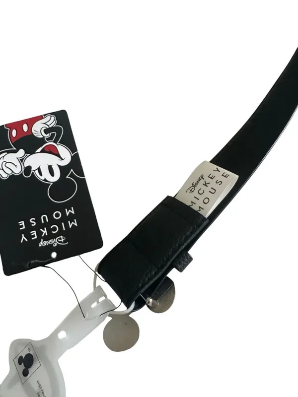 DISNEY Mickey Mouse Women's Silver Black Logo Belt Size Small NEW NWT - Image 6