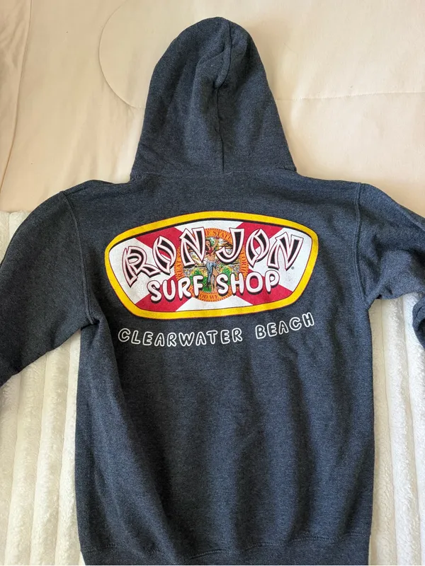 Ron Jon Charcoal Gray Pullover Hoodie with Surf Patch - Image 6