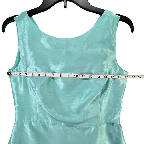 Taylor Dress Womens 10 Aqua Blue Satin Sleeveless Sheer V Back Party‎ Classic - Image 8