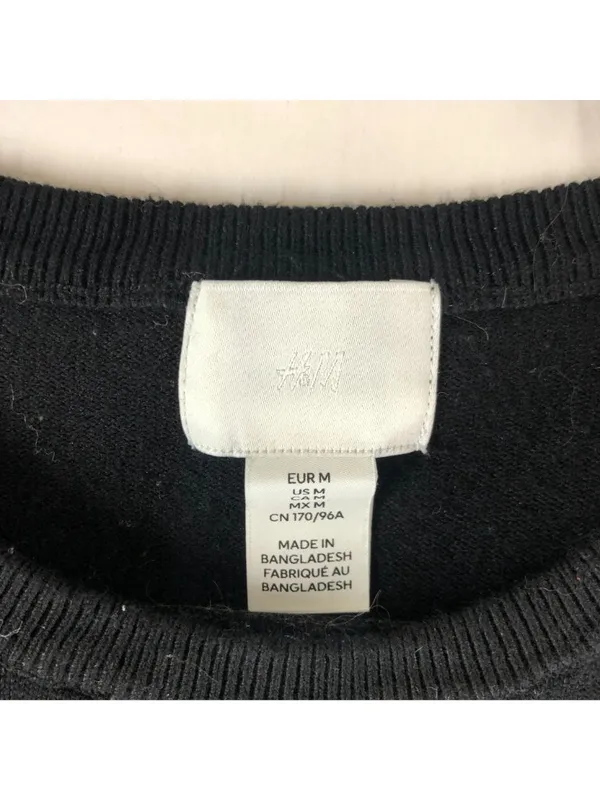 H&M Black Long Sleeve Crewneck Sweater Womens M Casual Knit - Image 3