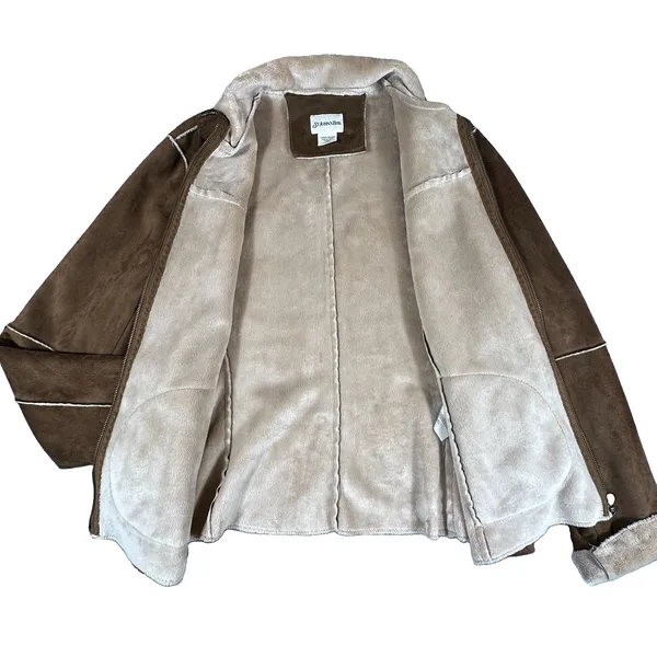St Johns Bay Faux Suede Ranchers Jacket Womens Large Brown Soft Shearling 2 Tone - Image 9