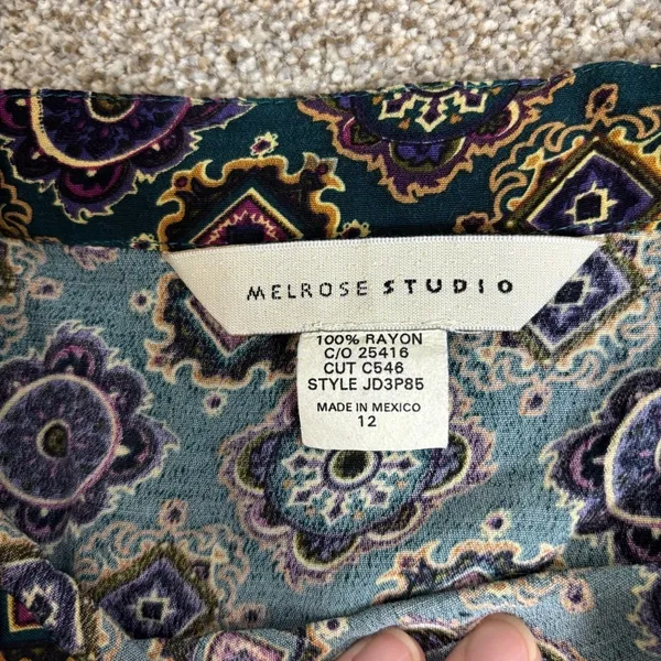 Melrose Studio Maxi Skirt Vintage Side Button Closure Size 12 Paisley Geometric - Image 5