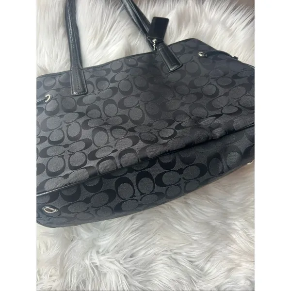 Coach Black Signature Python Stripe Carryall shoulder Bag 14x10x6 hobo - Image 4