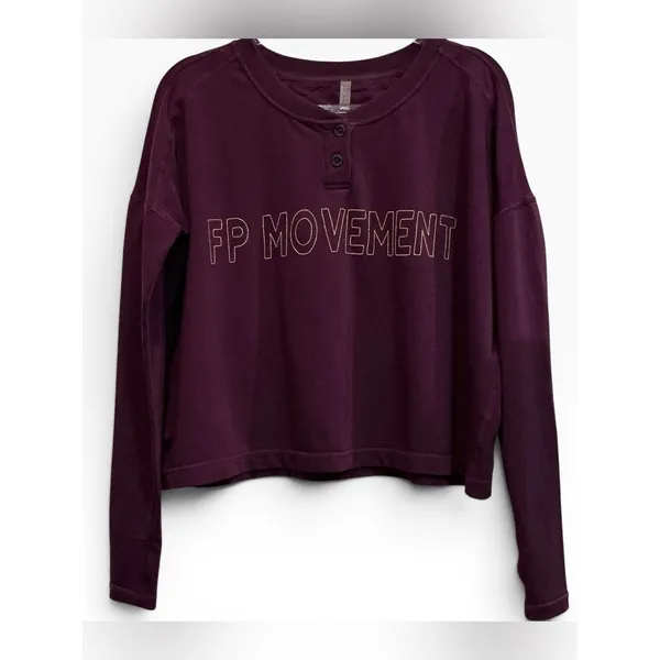 Free People Movement Now Or Never Layer Cropped Tee Shirt Embroidered Logo Small - Image 3