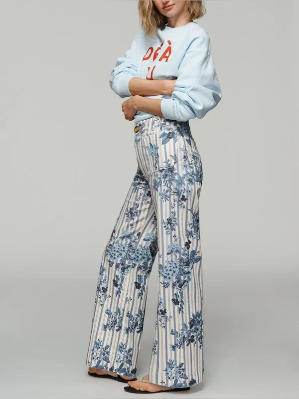 NWT Anthropologie Maeve The Colette High-Rise Wide-Leg Jeans- Floral Stripe - 25 - Image 12