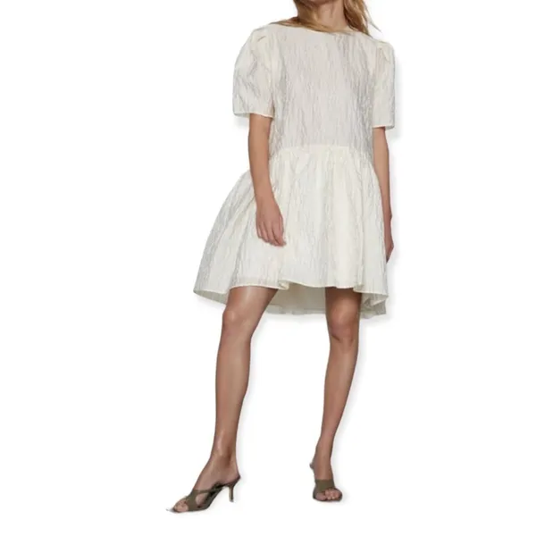 ZARA Voluminous Flounce Mini Dress Ivory NEW Size L - Image 4