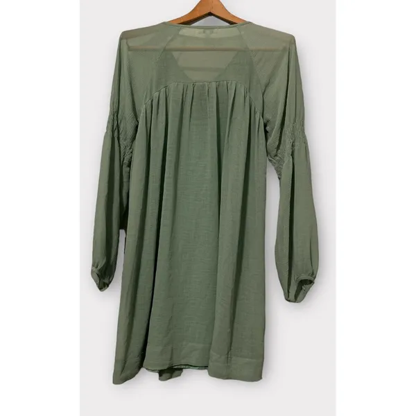 Umgee USA Baby Doll‎ Boho Peasant Dress Olive Women's Small - Image 5