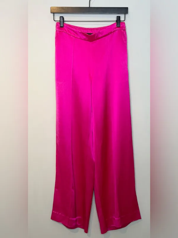 Retrofête Kasha Neon Pink Satin Wide Leg Pant - Image 13