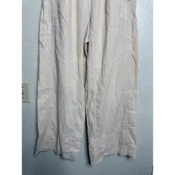 Free People Day’s End Linen Pull On Wide Leg Pants Women’s Medium Beige - Image 7