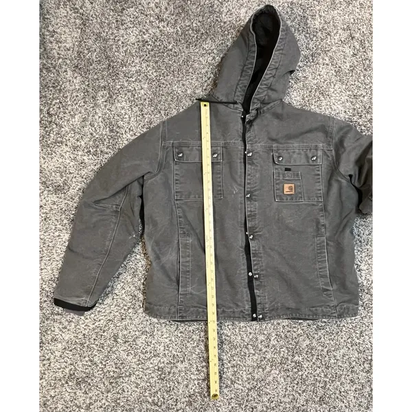 CARHARTT SANDSTONE HOODED MULTI-POCKET JACKET/SHERPA LINED Size XL - Image 4