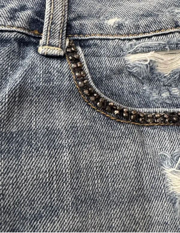 American Eagle Outfitters Vintage Embellished Distressed Denim Shorts - Image 8