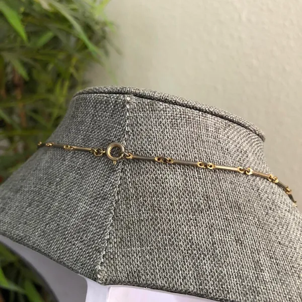 Classic Vintage 90s Green Emerald tone gold beaded metal chain necklace #boho #indie - Image 3
