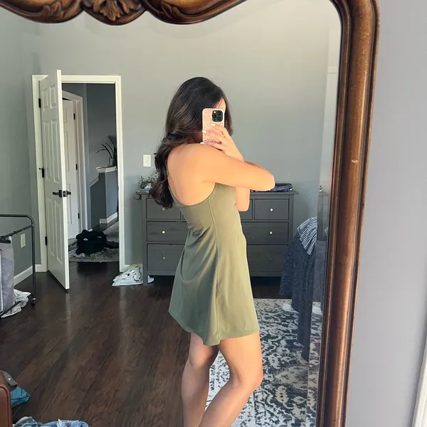 Olive Green Athletic Dress w/ Spandex Shorts - Image 7