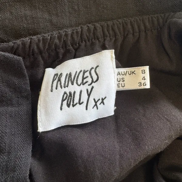 Princess Polly Black Cotton Babydoll Mini Dress Tie Front Button Back Size 4 - Image 6