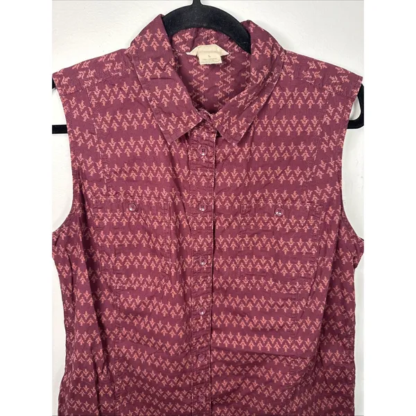 Duluth Large Womens Long Top or Mini Dress Organic‎ Cotton Burgundy Sleeveless - Image 2