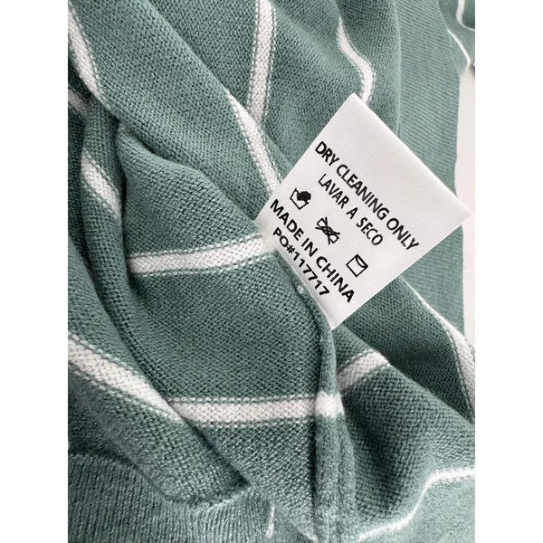 Pink Clover Sweater Sz L Green Striped Lightweight Knit Curved Hem Layering Fall - Image 5