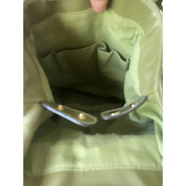 Backpack Mini Women’s Green Simulated Leather Gold Fittings Great Condition - Image 3