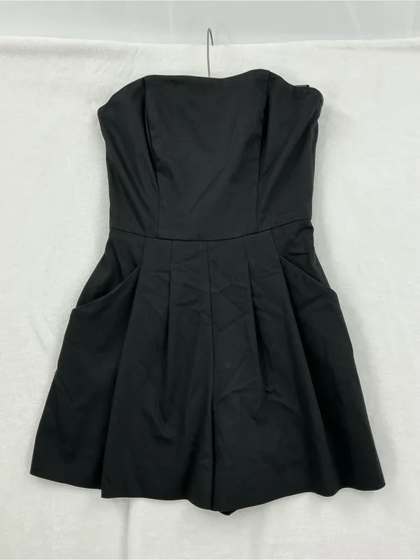 Black Halo Strapless Black Romper Dress with Pockets 987 - Image 3