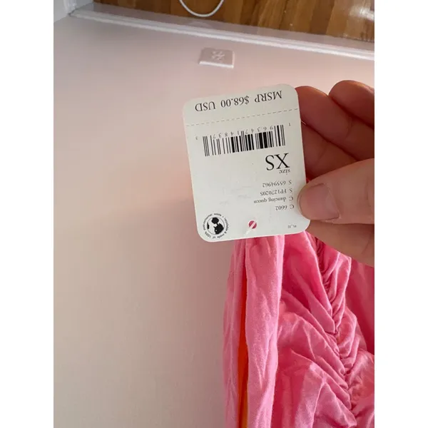 NWT‎ Free People Dancing Queen Reversible Ruched Tank Top Pink Orange XS - Image 4