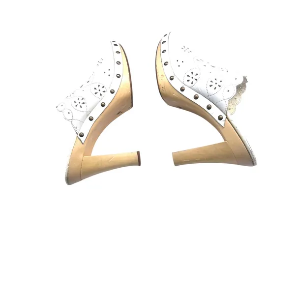 Vintage Colin Stuart 6 clogs perforated leather platform high heels studs pumps - Image 5