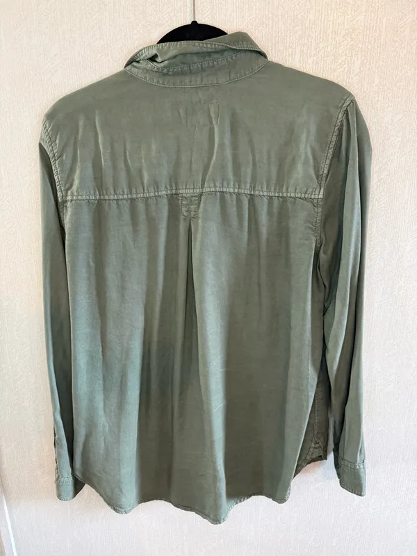 American Eagle Boyfriend Fit Olive Green Utility Button Down Shirt M - Image 4