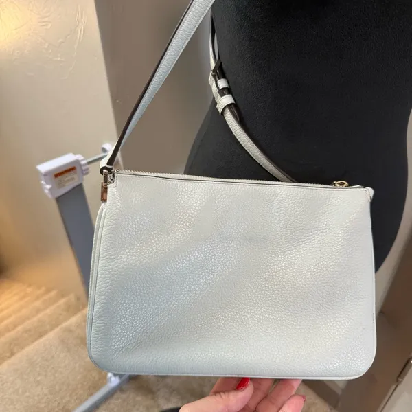 Kate Spade New York Crossbody Bag Purse Small Powder Blue Leather Triple Gusset‎ - Image 4