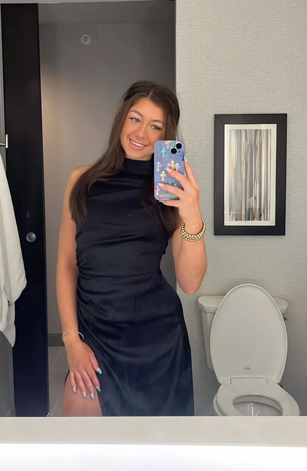 ThatsSoFetch Formal Black Silk Maxi Dress - Image 2