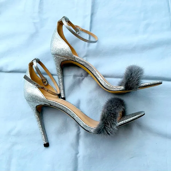 Elegant Silver Heels with REAL Fur Accent🔥🔥🔥 - Image 11