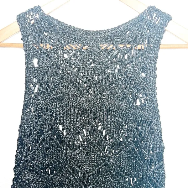Express Y2K Black Crochet Tank Top Vest Top - Image 3