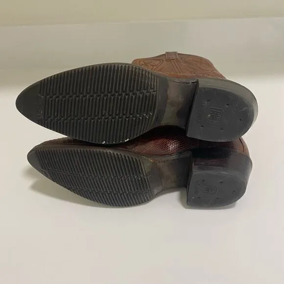 Vintage Dan Post Exotic Lizard Cowboy‎ Boots Brown Size 6.5 - Image 8