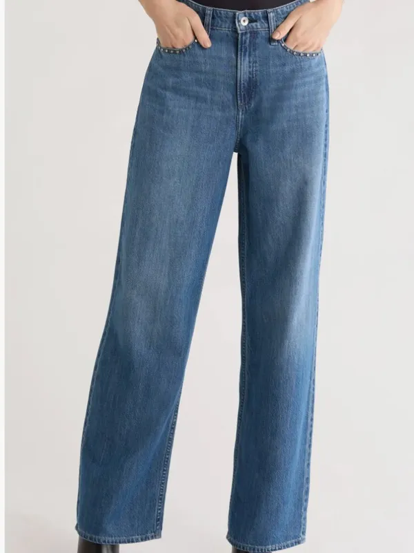 NWT rag & bone Lori Wide Leg Jeans 28, ACID WASH STUD - Image 2