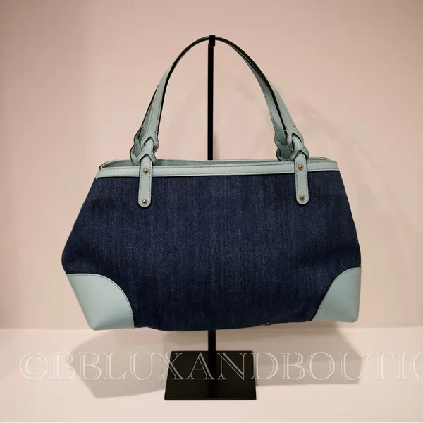 Gucci Denim and Light Blue Leather Shoulder Bag - Image 2