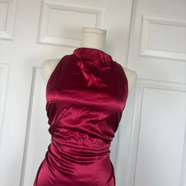 GLNEGE burgundy backless maxi prom dress - Image 4