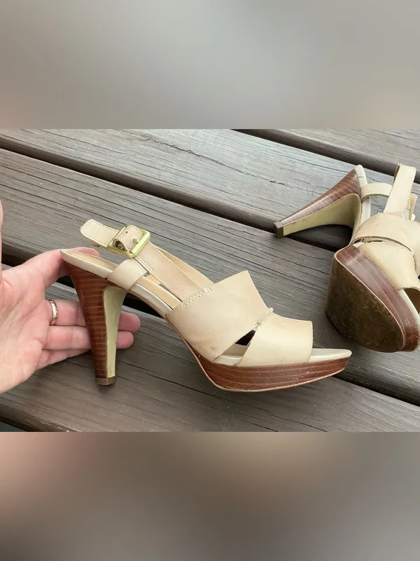 Franco Sarto Neutral Beige Open-Toe Slingback Heels🌷🌷 - Image 10