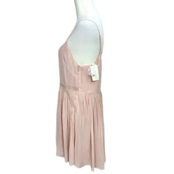 Forever 21 Women’s Sz M Light Pink Cami Dress Whimsical Chiffon Embroidered Mini - Image 4
