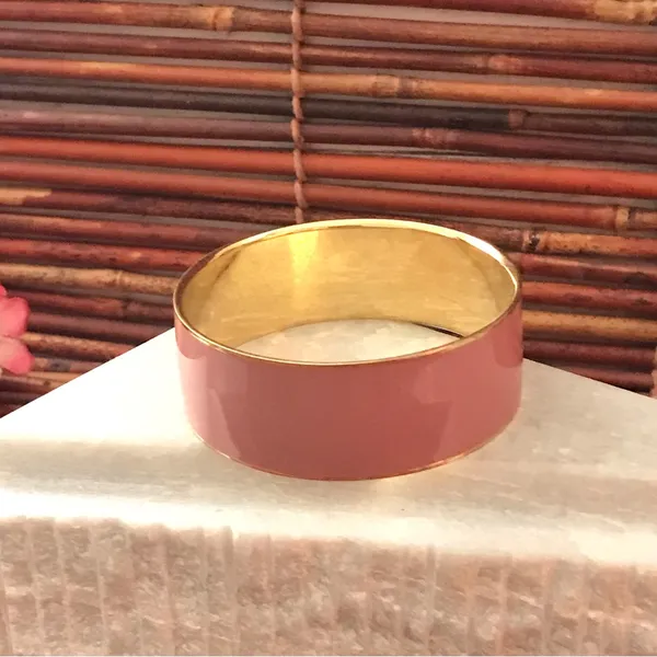 J Crew Bangle Bracelet Mauve Enameled Gold Tone - Image 2