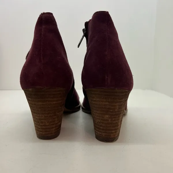 Madewell The Billie Booties in Suede burgundy stacked heel comfort autumn 9.5 - Image 4