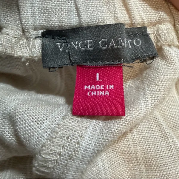 Vince Camuto Rainy Day Linen Blend Wide Leg Pants L NWT Beige Pull On - Image 7