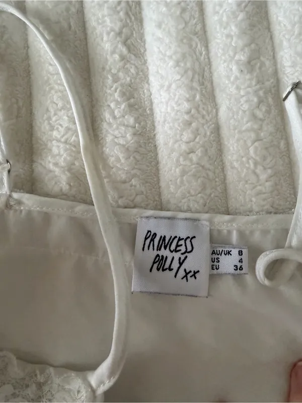 Princess Polly White Satin Lace-Trim Button Cami - Image 4