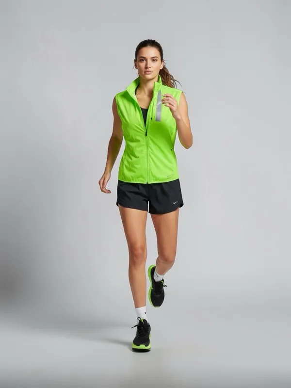 Nike Dri-FIT Running Reflective Full Zip Cycling Vest Neon Green size medium - Image 10