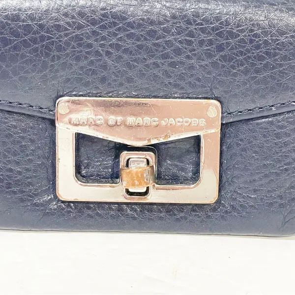 Marc by Marc‎ Jacobs Navy Blue Leather Silver Hardware Card Holder Wallet - Image 2