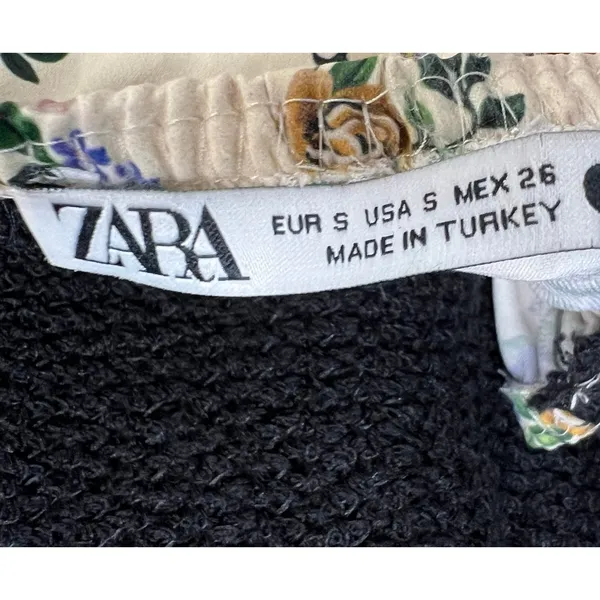 Zara Crochet Satin Maxi Slip Dress Black Cream‎ Lavender Floral Boho Festival S - Image 13