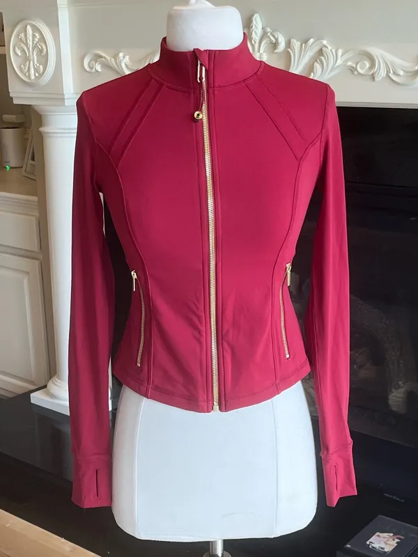 Women's Cranberry Red Active Zip Jacket & Leggings Set New Size XS - Image 5