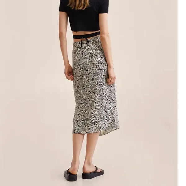 Mango Zebra Print Patterned‎ Midi Wrap Skirt Black White Size XS - Image 5